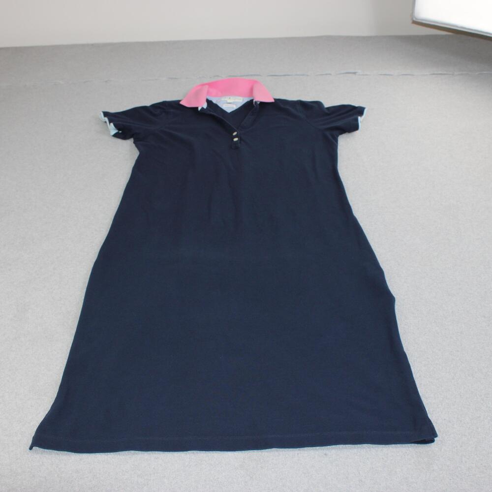 Tommy Hilfiger Shirt Dress Women 1X Blue Polo Knit Stretch Preppy Midi Heritage